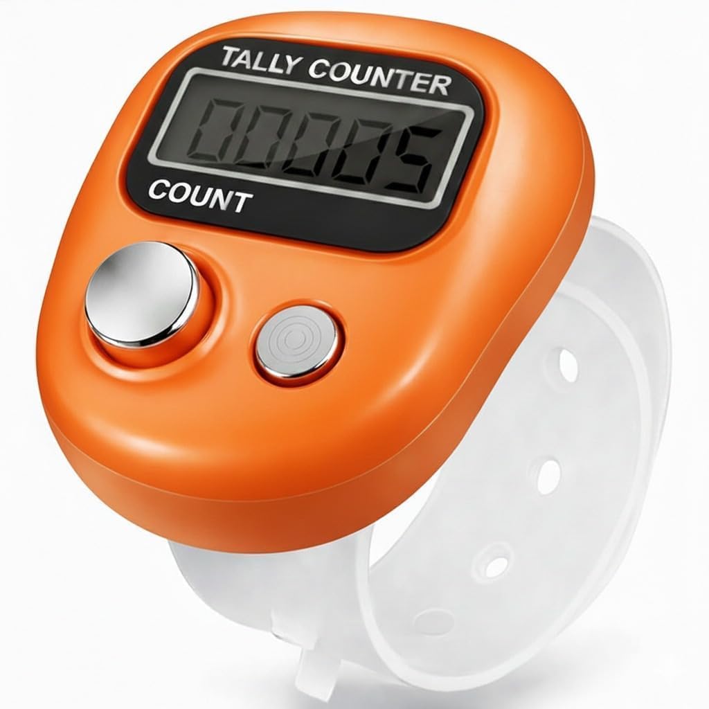 Digital Tally Counter for Mantra Jaap with Compass, Mini Finger Ring Counter for Meditation, Prayer and Jap Mala, Portable Hand Counting Device, Random Colour-image-47