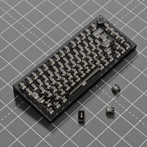 Image of dagaladoo Clear keycaps,Transparent Keyboard keycaps,Jelly Key caps Set,Shine Through keycap，MDA Profile Keyboard caps for Mx Switches Mechanical Keyboard(Black)