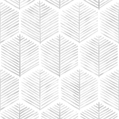 MelunMer Grey Modern Peel and Stick Wallpaper Boho Removable Self Adhesive 393''L 17.3''W Wallpaper for Bedroom/Bathroom Waterproof Contact Paper for Cabinets/Drawers Geometric Contact Paper Gray