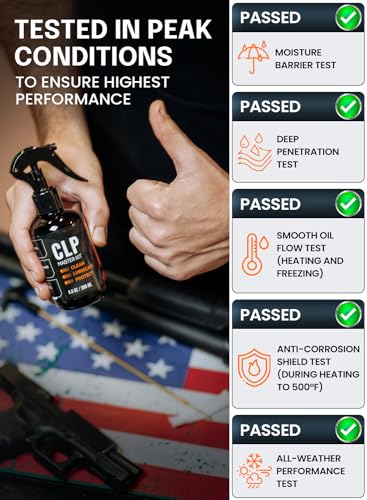 Clp Gun Cleaning Oil Kit with 9mm, 380, 357 Gun Cleaning Snake 3-in-1 Cleans, Lubes, Protects - 6.8 Oz Spray Clp Gun Cleaner and Lubricant, Needle Oiler, Cleaning Patches, Cleaning Swabs, Brush