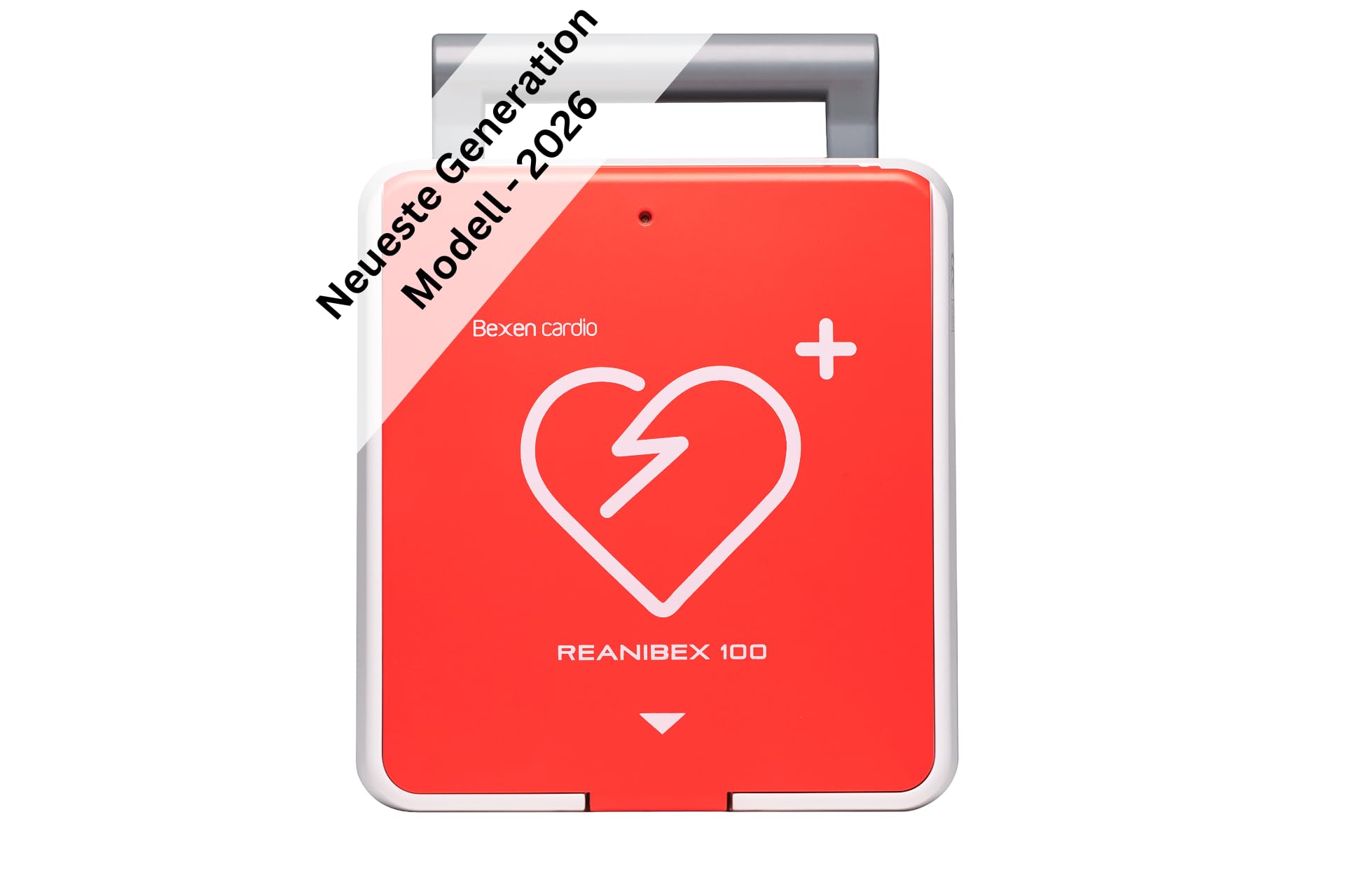 Reanibex 100 AED Defibrillator 2026 vollautomatische Schockauslösung, für Zuhause, im Betrieb, Kleinkindertaste, Ladezeit 0 Sekunden, 7 Jahre Garantie, Sprache DE/UK/FR, Erste-Hilfe Set