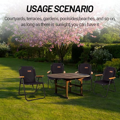 喜马拉雅 Camping Chair, Black Folding Bench Chair Seating Camp Chairs for Indoor Outdoor Hiking Fishing Patio Beach Supports up to 264 Lbs (2 Packs Single Black) by 喜马拉雅 - Image 5