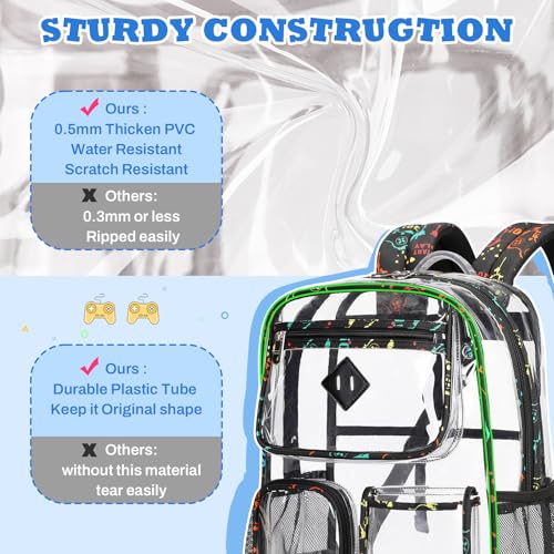 Image of PIG PIG GIRL Clear Backpack for School,Heavy Duty PVC Transparent Bookbag for Girls Stadium Approved See Through Backpack