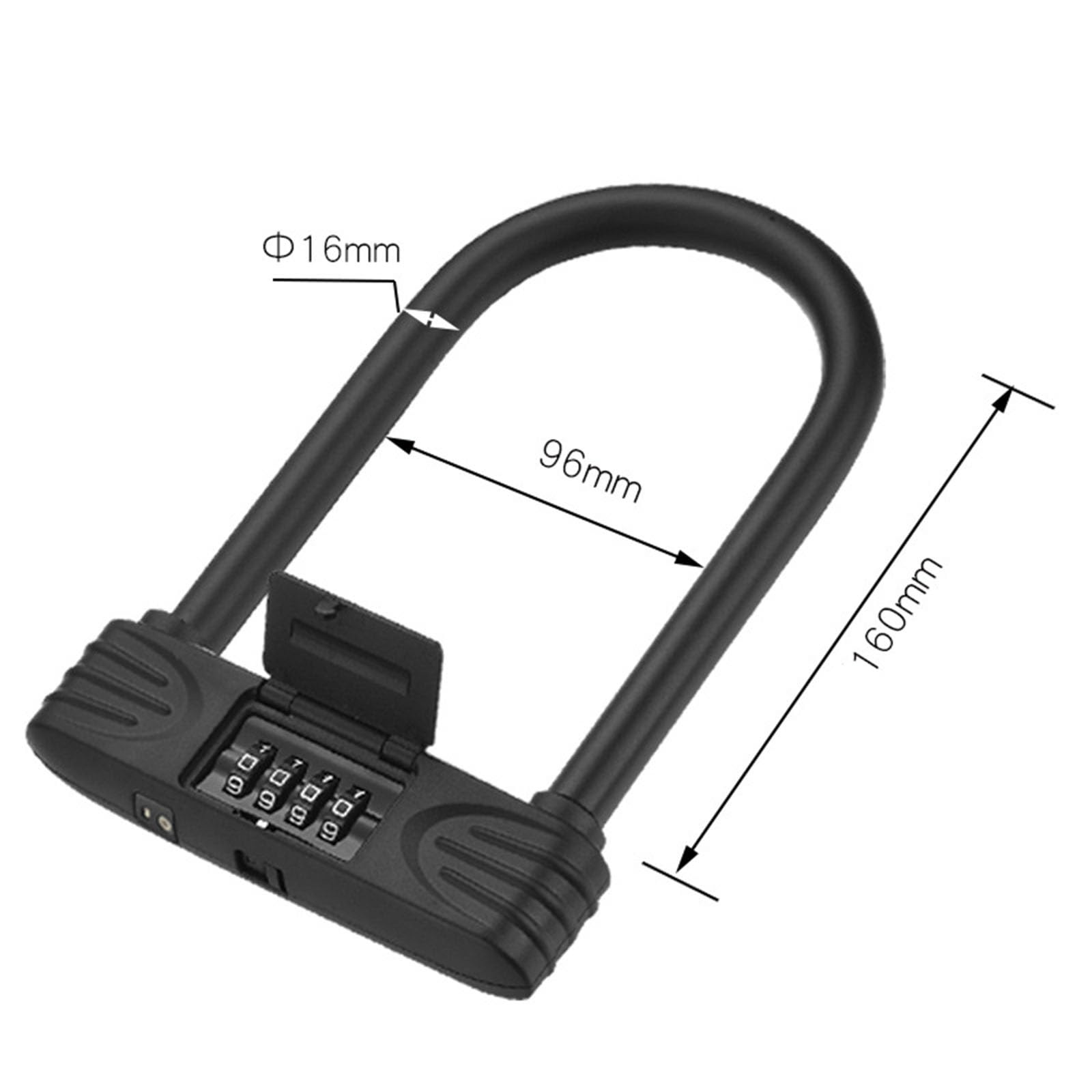 Lucchetto a U in lega resistente, con combinazione a 4 cifre, impermeabile, a forma di U, per biciclette, e-bike, mountain bike, cancelli, recinzioni