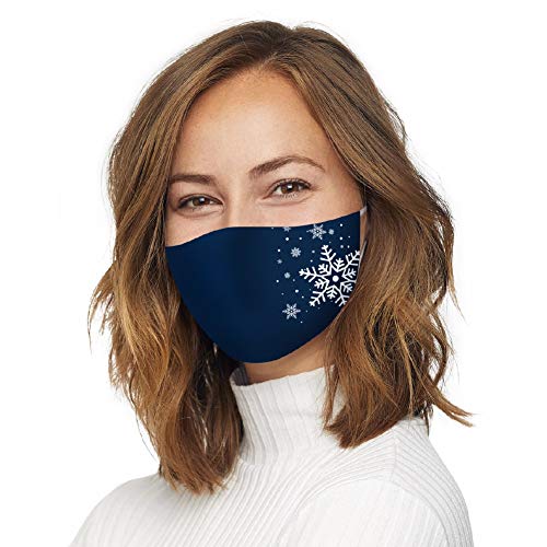 BEPOLITE Mund-Nasen-Maske | atmungsaktiv wiederverwendbar waschbar 90°C | Alltags- Community Stoffmaske aus Sportfaser | unisex | Set Stück, Farbe Christmas Snowflakes Cover