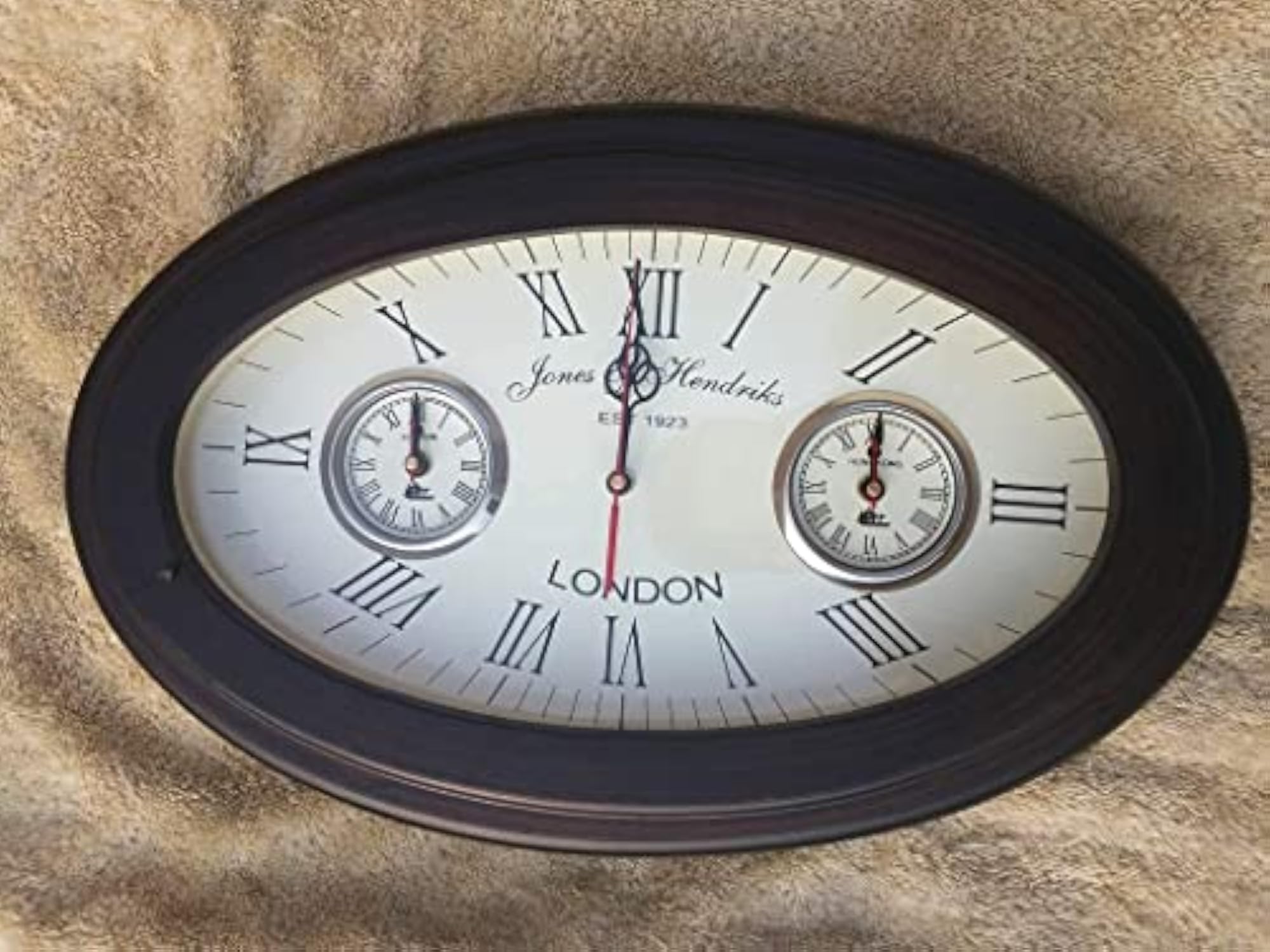 Handmade Wooden Wall Clock, 18 Inch Oval Shape