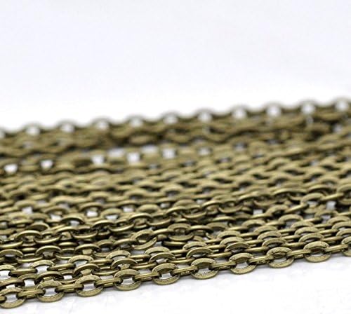 JGFinds Lightweight Cable Link Chain - 10 Meter Bronze Plated Chain for Jewelry Making - Over 30 Feet, 4x3mm (Bronze Plated Flat Links) - Bulk Wholesale