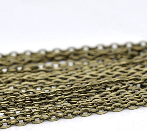 Jgfinds Lightweight Cable Link Chain - 10 Meter Bronze Plated Chain For Jewelry Making - Over 30 Feet, 4X3Mm (Bronze Plated Flat Links) - Bulk Wholesale #TOP19