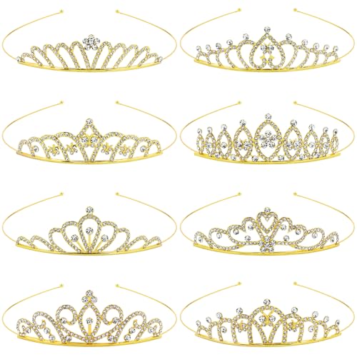 inSowni 8 Pieces Gold Metal Tiaras