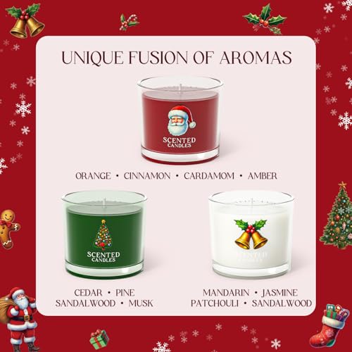 Image of CHILLFLAME Christmas Candles, Scented Candles Gift Set for Stress Relief, 3 Votive Candles for Women and Men, Christmas Candle Gifts for Women (Red + Green + White, 7 oz)