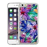 Apple iPhone 6 Plus/6s Plus Case, Valor Quicksand Glitter Hibiscus Flower PC/TPU Rubber Case for Apple iPhone 6 Plus/6s Plus, Multi-Color