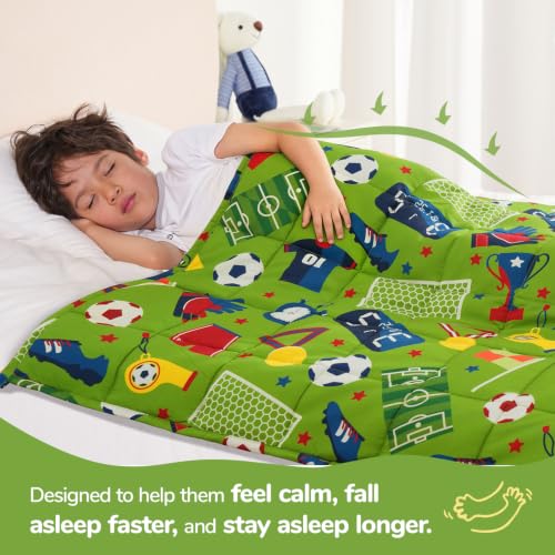 Image of Sivio Weighted Blanket 3lbs, Small Cooling Heavy Blankets, Washable Breathable Throw Blanket for Sleep, 36 inchx48 inch-3lb, Football Green