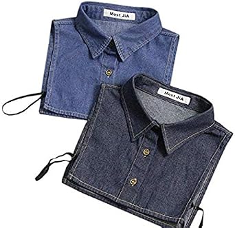 Unisex Stylish Detachable Half Shirt Blouse False Collar Blue Denim Fake Collar