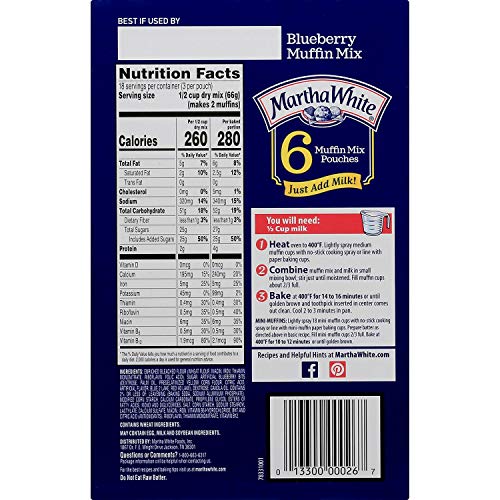 Martha White, Blueberry Muffin Mix, 7oz Pouch (Pack of 6) - Thumbnail 2