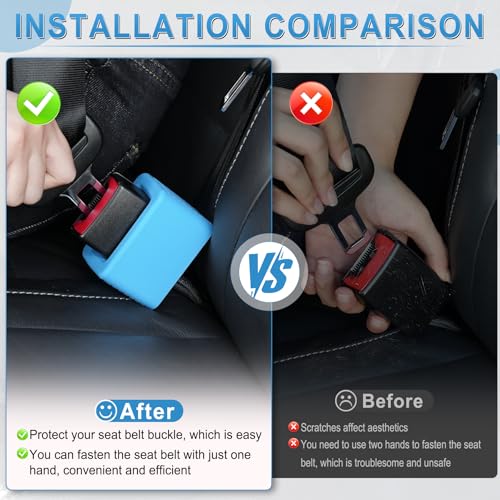 Image of Amiss 2PCS Seat Belt Buckle Holder, Universal Silicone Rear Seat Belt Booster & Fixer for Easy Access, Keeping Receptacle Upright, Car Interior Accessories-Fits Most Cars (Blue)