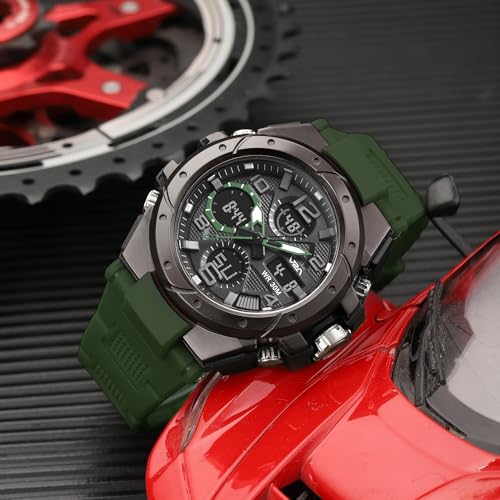 Image of V2A Styrke 5110 Analog Digital Watch for Men | Hybrid Multi Display Dial | Alarm Stopwatch Day Date 12 /24 Hr | TPU Strap | 30M Water Resistant