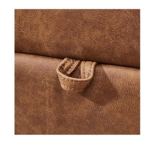 Image of Faux Leather Couch Bench Ottoman with Storage Puffy pouffe Settee for livingroom Bedroom Office