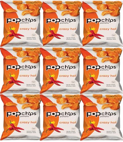 Pop Chips, Crazy Hot Potato Chips, 0.7 ounce bags, Pack of 8