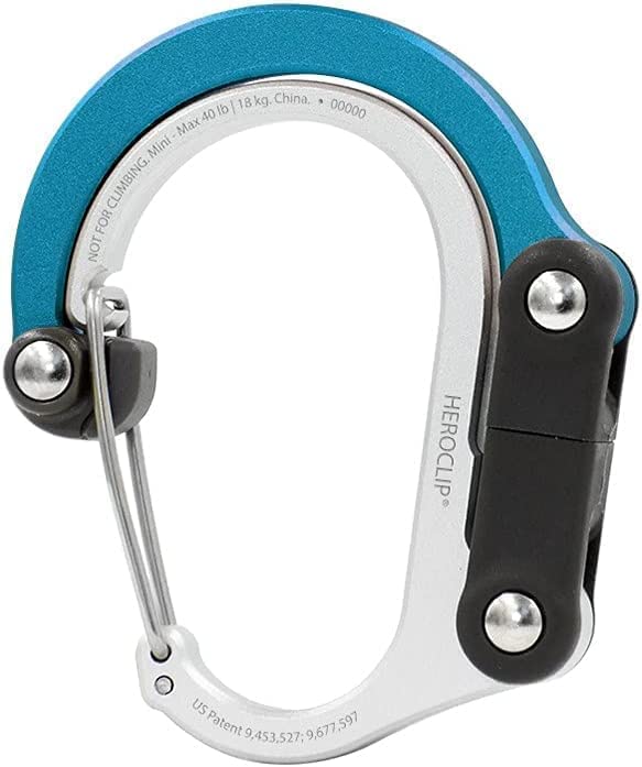 HEROCLIP Mini Mousqueton Porte-Clé 3-en-1, Petit Mousqueton et Crochet Multifonction, Crochet Attache pour Sac, Accroche Poussette, Mousqueton Pivotant Multiusage en Aluminium - Taille Mini