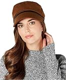 NINE WEST Women's Classic Wool Newsboy Cap, Brown, One Size