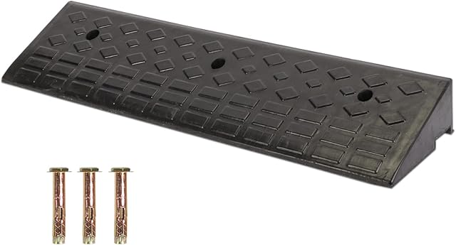 tonchean Rubber Kerb Ramp 100*25*10cm Wheelchair Ramp Extra Long Curb Ramp with 3 Bolts Heavy Duty Door Step Ramp Portable Threshold Ramp Car Driveway Ramp for Garage Sidewalk Bike Motorcycle Truck