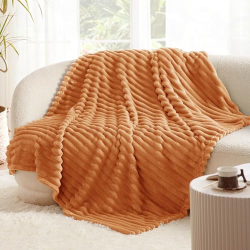 image for Bedsure GentleSoft Burnt Orange Fall Throw Blanket for Couch - Cozy So