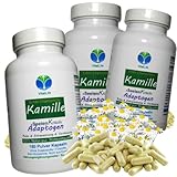 Echte KAMILLE Chamomilla Kamillenblüten 540 (3x180) Kapseln - MAGEN & DARM - Adaptogen + Seelenkraut für ENTSPANNUNG. 100% NATUR PUR - OHNE ZUSATZSTOFFE. 27120-5