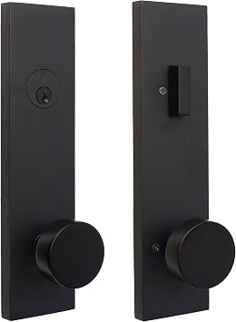 Weslock 066214242SL2D Addy Entry Handle with Mesa Knob Keyed Handleset, Matte Black Complete Set