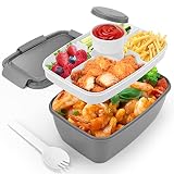 Salad Lunch Box Container, Stackable Bento Lunch Box with Large 68oz Salad Bowl, Leak-Proof Lunch Co