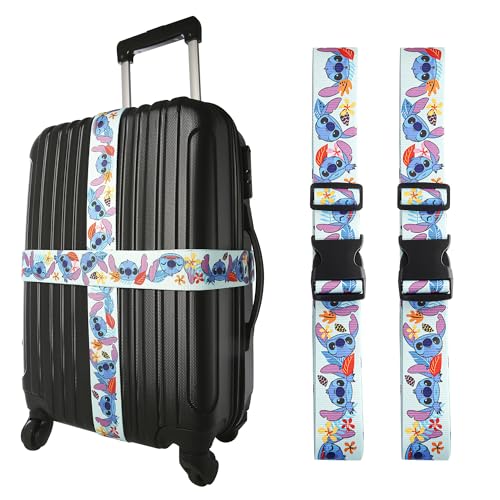Disney Stitch Luggage Strap 2-Piece Set Officially Licensed, Adjustable Luggage Straps from 30'' to 72''