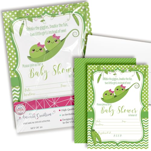 Two Peas In A Pod Twin Girl Invitations