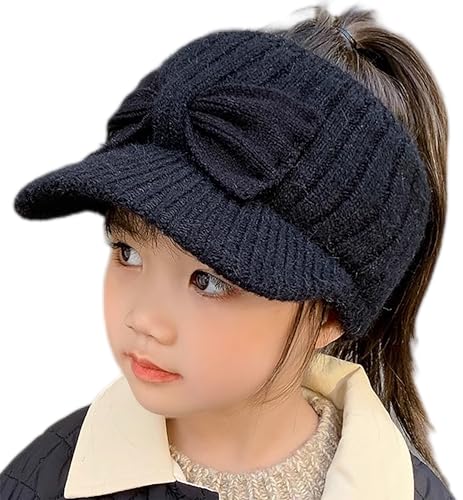 Eohak Kinder Strickmütze Damen Herbst und Winter leer Top Schirmmütze...