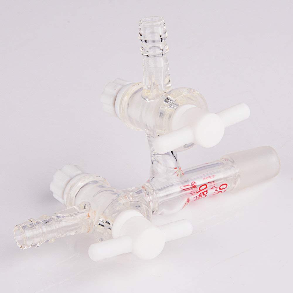 stonylab Verre Adaptateur de Laboratoire, Verre Borosilicate Transfert Adaptateur de Décollage, Vide Adapter avec Robinet en PTFE, Joint Intérieur 14/20