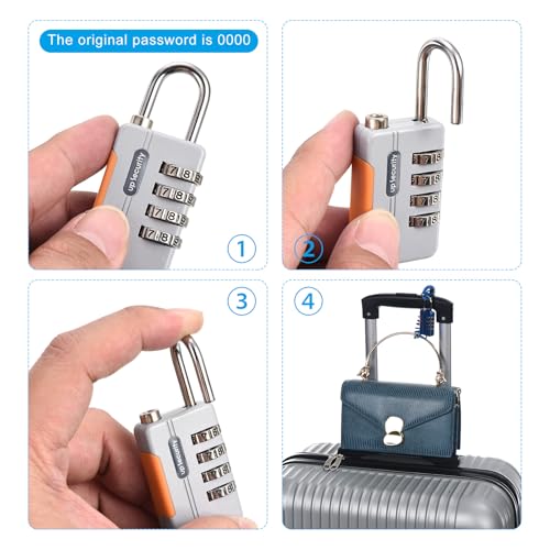 Image of PATIKIL Luggage Cable Lock, 4 Digit Combination Padlock with 3.3Ft Spring Cable, Security Wire Lock for Gym Locker Backpack Suitcase, Green