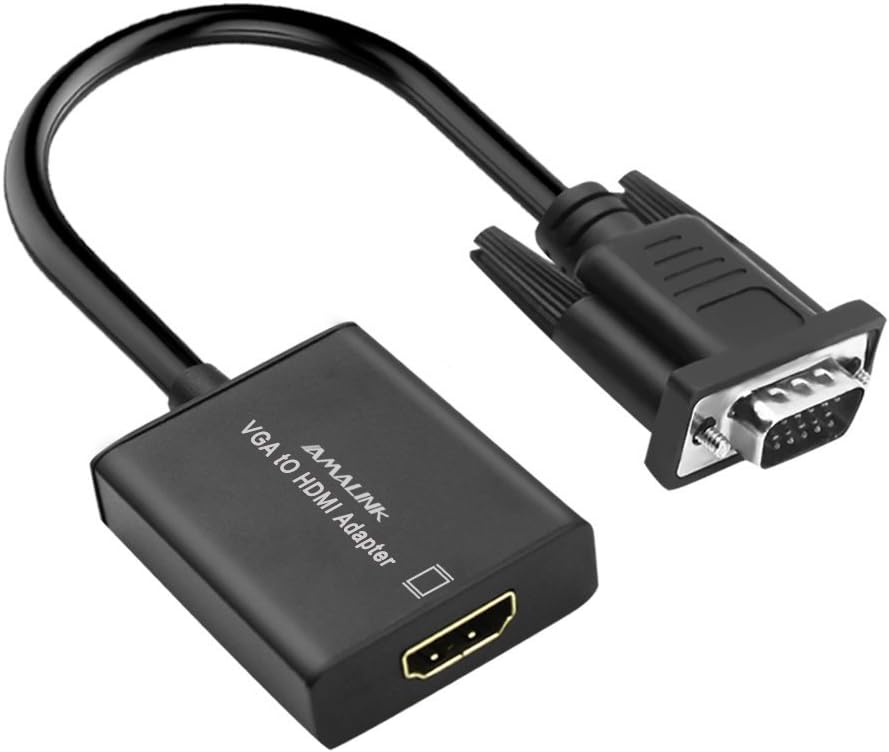 Amalink VGA to HDMI Adapter 1080P Converter Male to Female with USB and Audio Cable