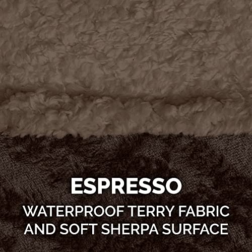 Image of Furhaven Waterproof & Self-Warming Throw Blanket for Dogs & Indoor Cats, Washable & Reflects Body Heat - Soft-Edged Terry & Sherpa Dog Blanket - Espresso, Medium (Pack of 7)