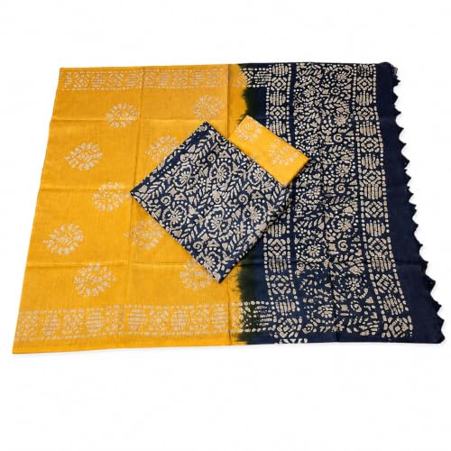 Image of HAIDER ALI AND SONS Women's Cotton Silk Batik Print Unstitched Dress Material with Dupatta | Handloom Salwar Suit Material | Ethnic Wear for Office, Festival, Party