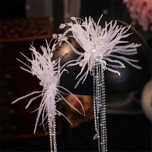 Couvre-chef de mariée en plumes avec épingle design nœud - 5