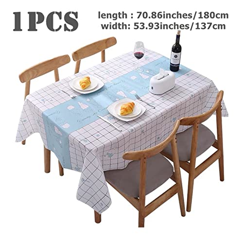 Aisszhao 137 * 180cm Wipe Clean PVC Tablecloth,Rectangular Large Easy Care Table Cover Reusable Table Cloth for Holiday Dinner Outdoor Picnic (Ice cream) - Image 2