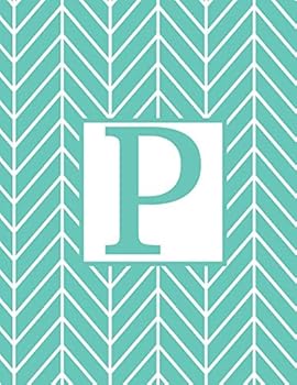 P: Monogram Initial P Notebook for Women and Girls-Geometric Blue and White-120 Pages 8.5 x 11