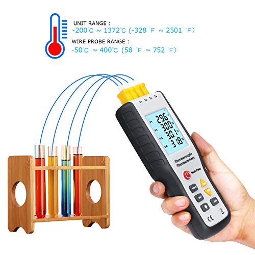Thermocouple Thermometer, RISEPRO 4 Channel K Type Digital Thermometer Thermocouple -200~1372°C/2501°F Sensor HT-9815 - Thumbnail 7