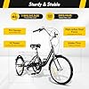 20 Inch Tricycle Black Adult Trike Bike 8 Speeds Adjustable Design Tricycle Large Basket Cargo Carrier Double Safety Brakes Three-Wheeler for Elderly Seniors Fitness, Shopping, Outdoor Exercise #5