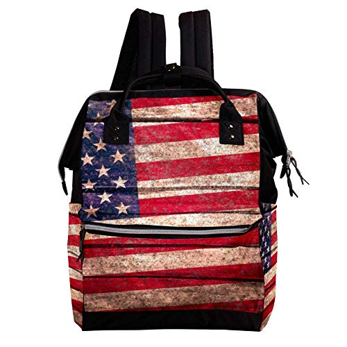 TIZORAX Bandera Americana Pañal Mochila de Gran Capacidad Bolsa de Bebé Multifunción Bolsas de Pañales Viajes Mamá Mochila para Cuidado del Bebé
