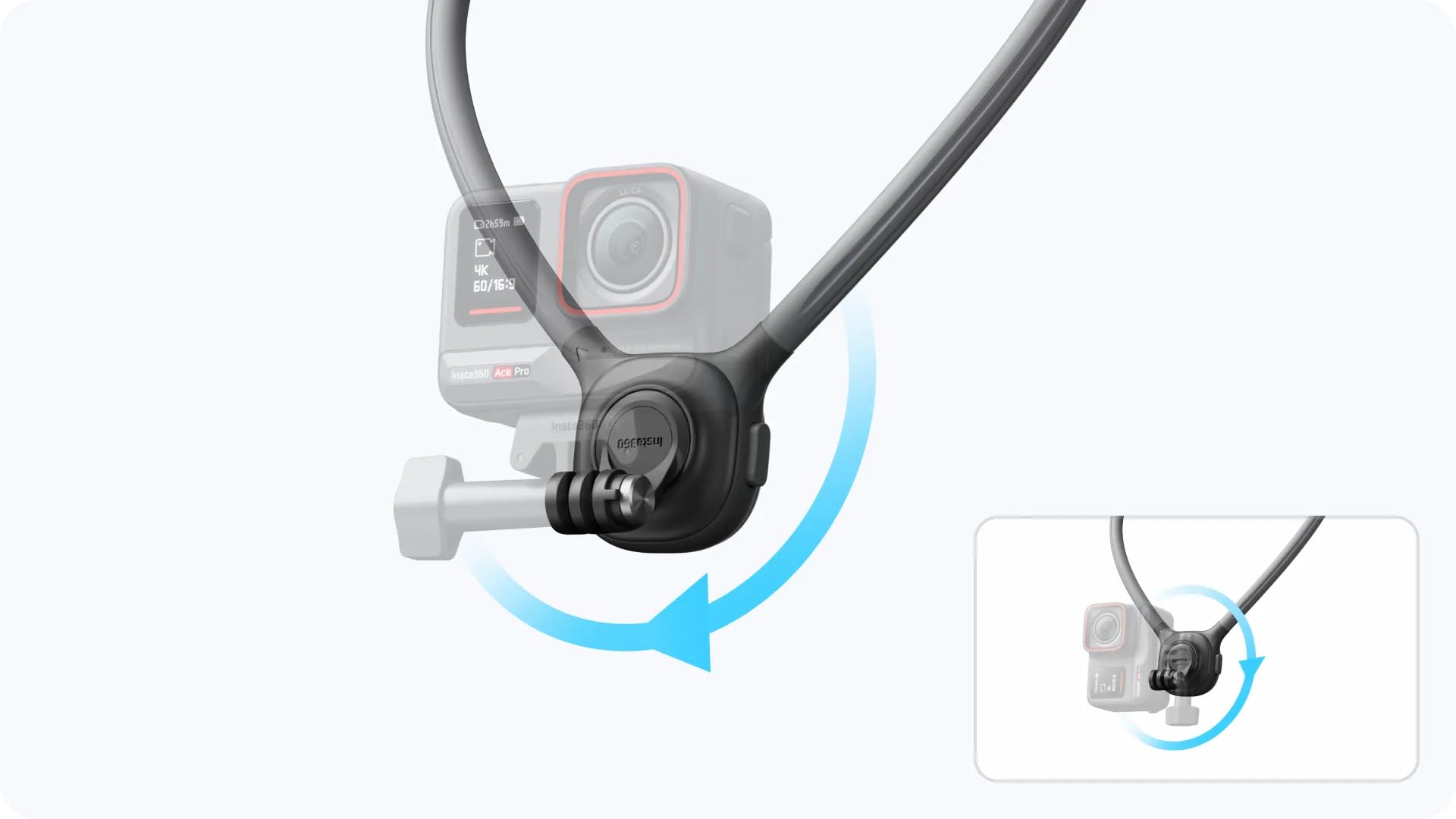 Insta360 Supporto da collo per GO 3/3S, X4, X3, Ace/Ace Pro - per POV in prima persona a mani libere. Base regolabile a 360° per scatti verticali e orizzontali