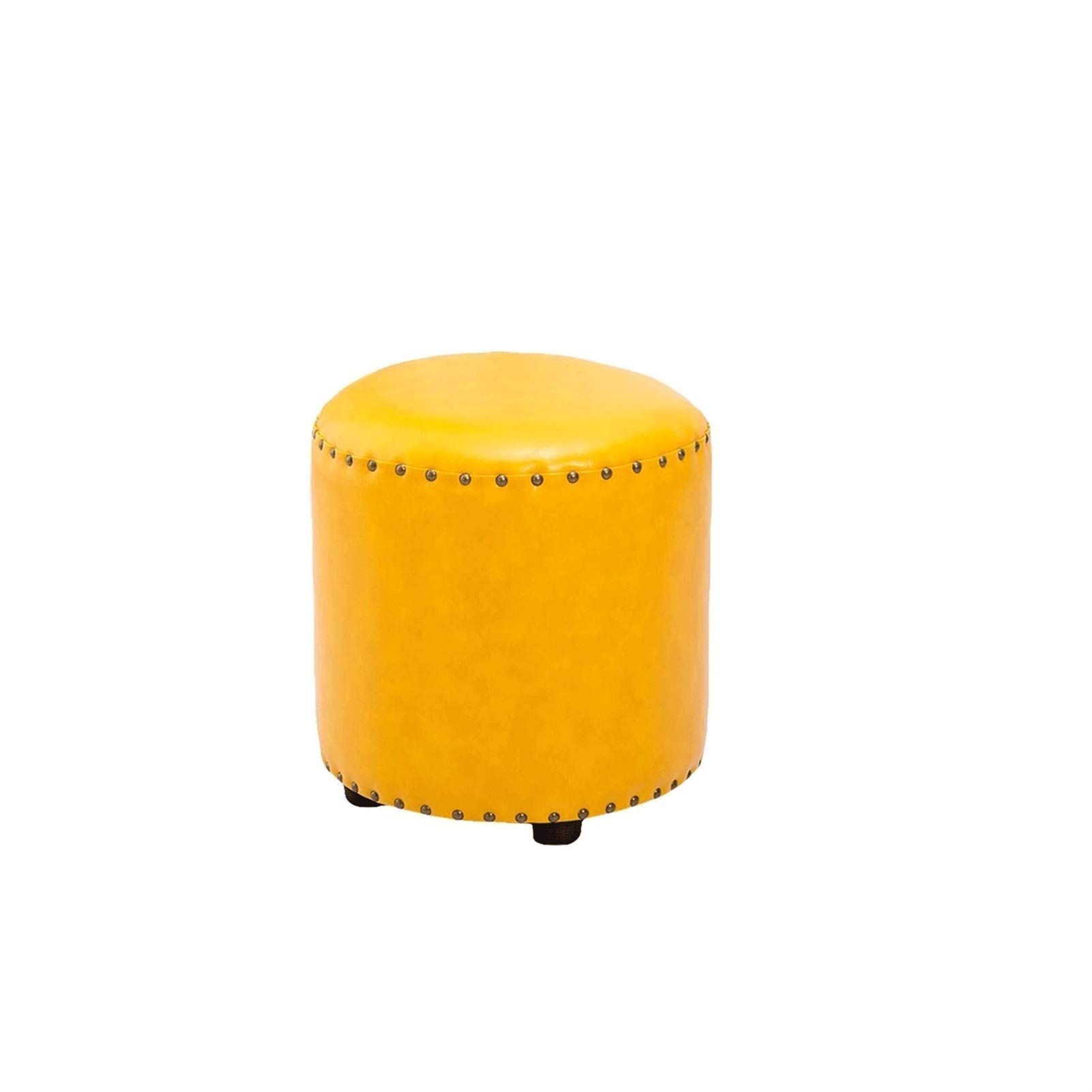 Sillas y taburetes de dormitorio redondos de cuero color amarillo modernos