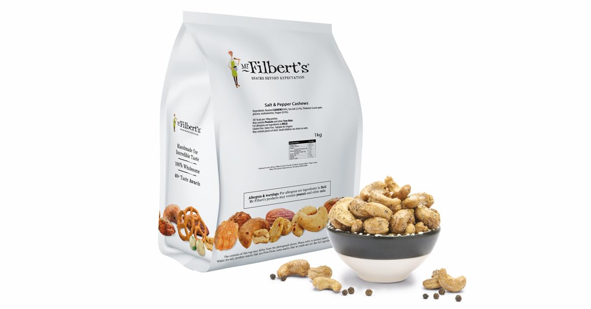 Mr Filbert's Salt and Pepper Cashews, 1kg Bag