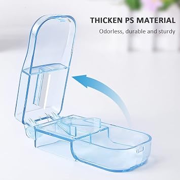 Kisbeibi Pill Cutter, Pill Splitter with Blade and Storage, 2pcs Storage Portable Compartment Tablet Divider With Blade Pill Splitter Reusable
