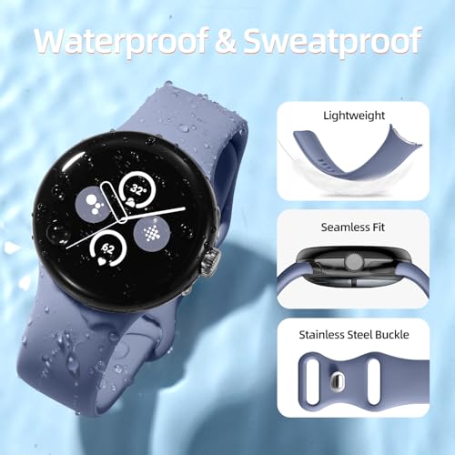 Maledan Sport Bands Compatible for Google Pixel Watch 3/4 41mm 45mm Band/Google Pixel Watch 2/1 for Women Men, Soft Breathable Bracelet Bands for Smartwatch 1/2/3/4 Accessory, S - Thumbnail 4