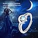 Moon Star Sterling Silver Moonstone Ring - Open, Adjustable Mother's Day Gift for Mom (Blue)
