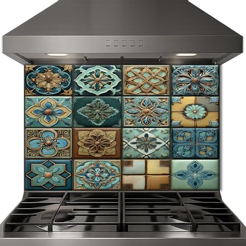 Mythog Luxury Emerald Green & Gold Moroccan Tile Art, Ornate